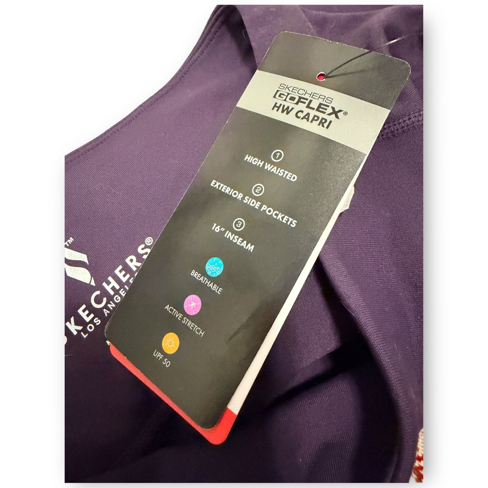 NWT Skechers GOFLEX GoWalk High Waist Pocket Capri Leggings M Dark Purple - Picture 3 of 3